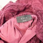 VICI  Rather Be Necktie Lace Long Sleeve Tunic Mini Dress Maroon Burgundy Small Photo 2