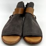 Anthropologie Anthro Gee Wawa Grace Peep Toe Sandals Buckle Ankle Zip Suede Leather Gray 9M Photo 3