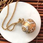 Swavorski Swarovski Crystal Ball pendant Necklace Gold tone on long chain 33” Photo 9