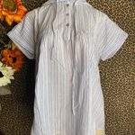 Doe & Rae ✅3/$30✅ NWT White/Blue Stripe Short Sleeved Cotton Hooded Top | LARGE | Photo 0