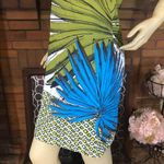 Piazza Sempione GREEN & BLUE "FINE FEATHERS" ITALIAN COTTON SHIFT DRESS (M) Photo 5