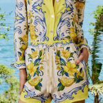 Farm Rio NWT  Off-White Sicily Scarf LENZING™ ECOVERO™ Euroflax™ Shorts Photo 0