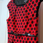 Connected Apparel Red Black Geometric Sleeveless Sheath Dress Women Size 12 # Photo 8