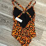 Beach Betty NWT  By Miracle Brands Sz S One Piece Swimsuit Orange Leopard Print Photo 5