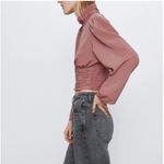 ZARA BACK NECKLINE CROP TOP Blouse Long Sleeves Size L NEW Photo 3