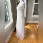 Iris  White Mesh Grecian Formal Dress Gown Size Medium FLAW Photo 1
