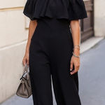 Streetwear society off shoulder jumpsuit with pockets Oct sale Black Photo 0