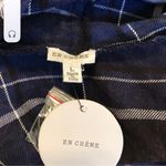 Plaid Fringe Shawl Wrap Top Blue Size L Photo 2