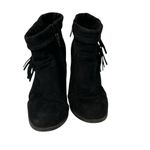 Rampage Vintage Y2K Faux Suede Black Booties Ankle Boots Fringe 6.5 Western Photo 2