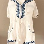 Spell & the Gypsy Santorini White and Blue Embroidered Romper Size M Photo 0