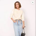 Evereve  Faux Leather crewneck sweatshirt m Photo 2