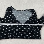 Boohoo Cold Shoulder Crop Top Womens Size 8 Black White Stars Print Bell Sleeves Photo 4