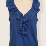 Ralph Lauren LAUREN Blue Sleeveless Ruffle V Neck Top Women's Size 1X Photo 0