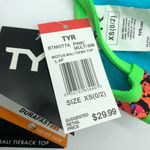 Tyr. Womens Motus Bali Tieback Triangle Bikini Active Swim Top Green Colorful XS Photo 4