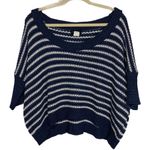 Yarn Art Blue/ White Striped Crop Knit Sweater Blue Size XL Photo 0