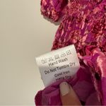 Anthropologie O.P.T Velvet Floral Cutout Puff Sleeve Mini Dress Fuchsia Pink M Photo 4