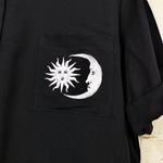 Hot Topic Skull Salem Oversized Button Shirt Womens S Black Goth Witch Moon Photo 4