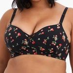 Torrid Curves 44D Push Up Plunge Bra Black Cherry Print 360 Back Smoothing Size undefined Photo 0