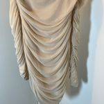 Tic Toc 10. Elegant Cream Ruched Off the Shoulder Long Sleeve Dress Size Medium Photo 2