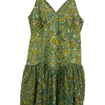 Japna  Paisley Floral Yellow Green Blue Sleeveless Spaghetti Strap Lined Dress S Photo 6