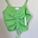 Abound NWT  by Nordstrom Neon Lime Green Drawstring Cinched V-Neck Tank Photo 2