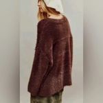 Free People Harrison Bunny Fuzzy Oversized Crew Chocolate Brown NWOT Size L Photo 1