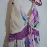 In Bloom by Jonquil Cream Purple Floral Spaghetti Strap Chemise Lace Size Small Photo 3