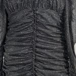 For Love & Lemons Black Mesh Glitter Puff Sleeve Mini Ruched Dress Size: XL New Photo 2