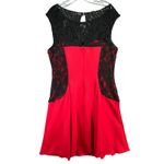 Melrose Cocktail Dress Womens 14 Red Black Sheer Contrast Lace Holiday Romantic Photo 2