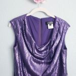 Tadashi Shoji  Purple Sequin Cowl Neck Elegant Blouse Photo 3
