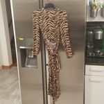 Reformation 💕💕 Maurita Dress ~ Raja Tiger Print Brown Black Animal Print Size 0 Photo 9