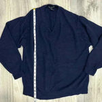Geoffrey Beene  Cashmere Wool Navy V Neck Sweater Long Sleeve Knit Top Size XL Photo 3