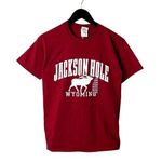 Gildan Jackson Hole Wyoming T Shirt Vintage Y2K Adult Red Small S Deer Graphic Tee Logo Photo 0