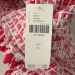 Anthropologie Red White Eyelet Puff Sleeve Smocked Cropped Top stretch floral L Photo 5