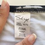 Skye Black White Teal Abstract Stripe Side Tie Bikini Bottoms NWT XL Lined Photo 11