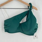 Shade & Shore  Lightly Lined One Shoulder Bikini Top Womens 34DD Teal Keyhole Photo 0