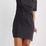 Aerie Dark Grey Knotted Front T-Shirt Dress Photo 0