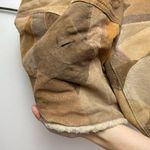 Y2K Leather Patchwork Penny Lane Jacket Coat Sz Large Tan Brown Hooded Photo 12
