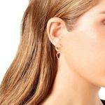 Betsey Johnson Gold Tone Heart Huggie Hoop Earrings Red Heart Drop NWT Photo 2