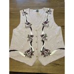 Vintage 90s Koret mauve pink floral embroidered knit sweater vest cardigan L Size L Photo 6