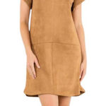 THML  flutter sleeve suede midi dress in camel large Photo 0