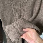 Classic Alpaca Brown Turtleneck Sweater Fringe Cable Knit 100% Alpaca Size Large Photo 8