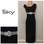 New. SKY black maxi dress with diamond belt. Small. Normally $298 Photo 1