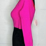 Wild Honey Cropped Pink Red Ribbed Sweater Size Medium NWT Off Shoulder Photo 2