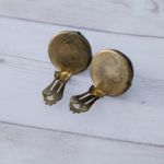 Vintage Clip On Earrings Domed Patterned Iridescent Finish Photo 3