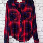 Cloth & Stone  Anthropologie Long Sleeve Plaid Button Down Top Fringe Bottom‎ Photo 0