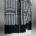 Jones New York Black & White Full Zip Classic Long Sleeve Houndstooth Sweater LG Photo 5