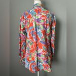 J. McLaughlin Bright Tropical Leaf Flower Print Top Orange Size M Photo 3