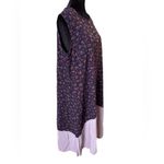 Hippie Boho Prairie Retro Earthy Asymmetric Floral Patchwork Midi Tunic Dress Size XL Photo 2