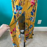 Lulus NWT  Laela Mustard Yellow Floral Print Crochet Swim Cover-Up Beachy Size M Photo 5